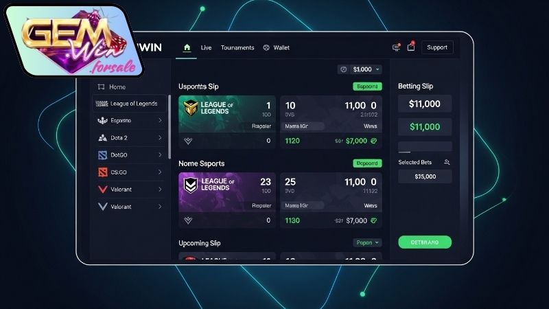 Giao diện đặt cược esports rõ ràng Gemwin - Cược trực quan 3 Đặc điểm giao diện đặt cược esports rõ ràng Gemwin